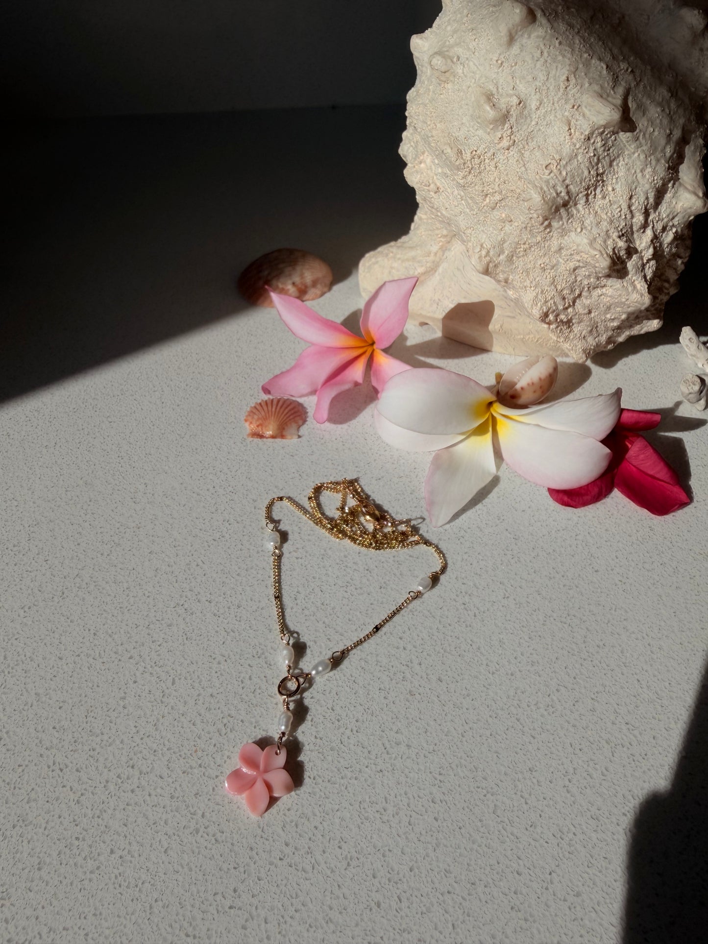 Dainty plumeria necklace