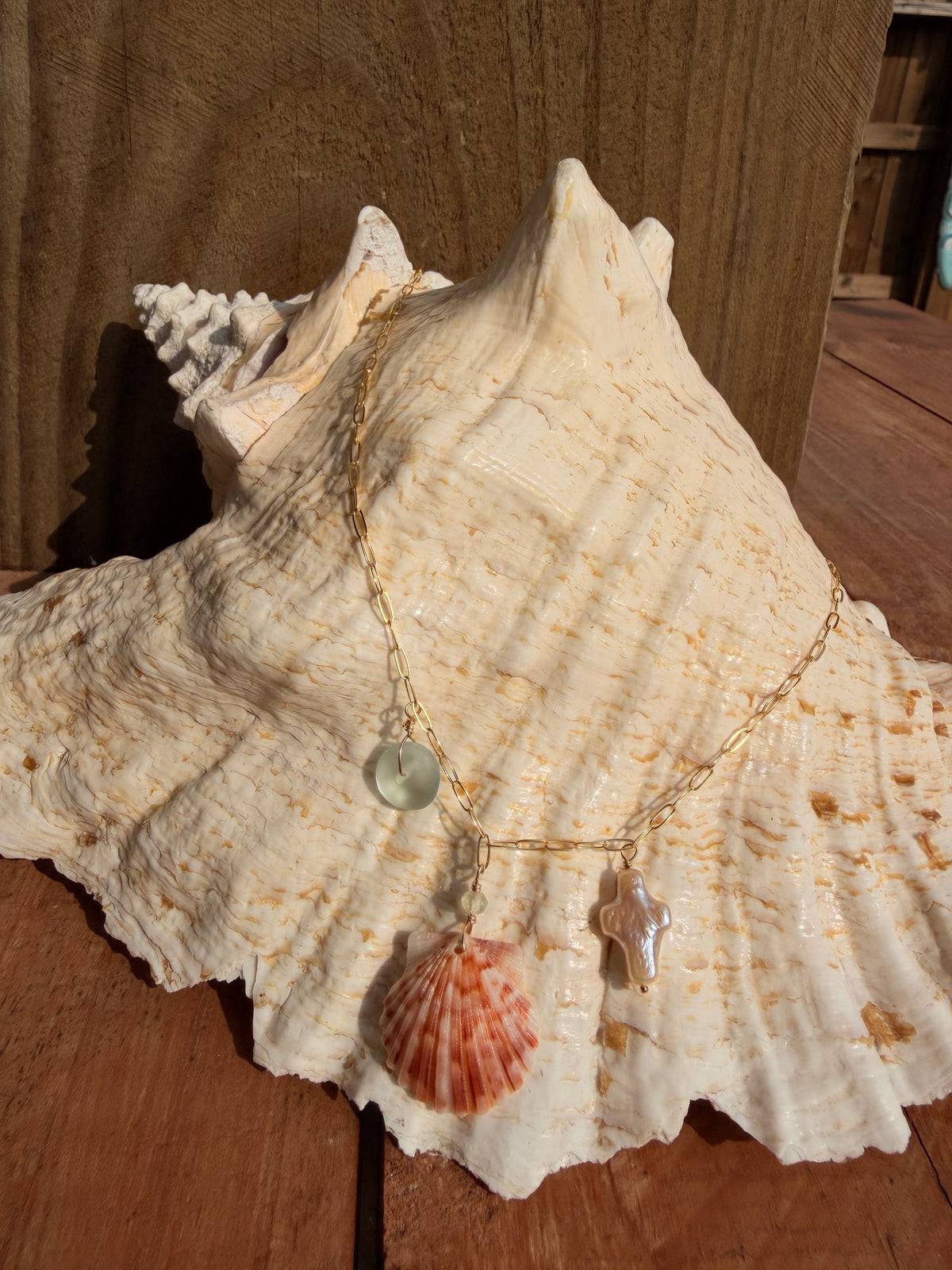 Seashell charm necklace