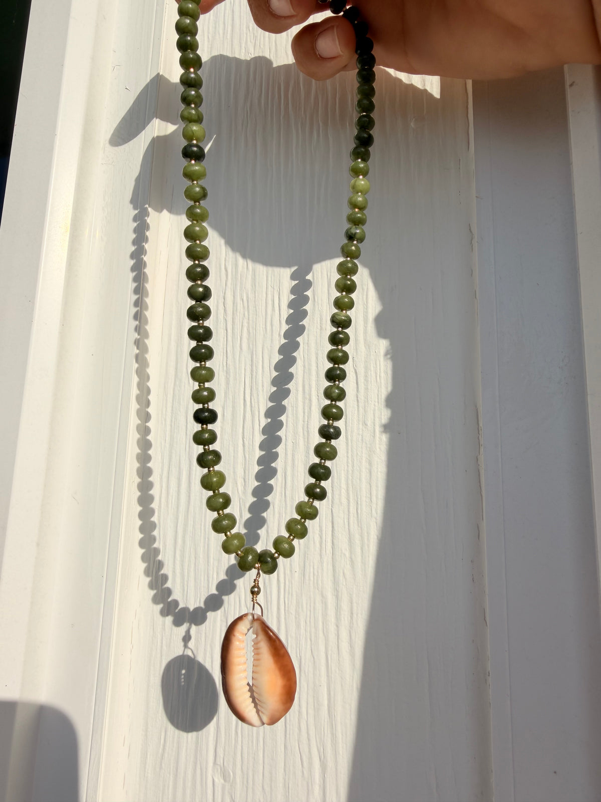 Mossy cowrie necklace