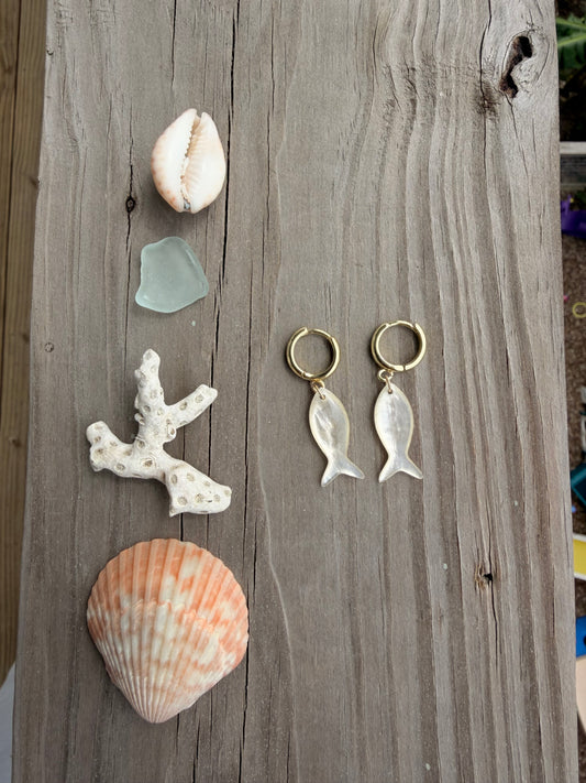 Mother of Pearl fish earrings