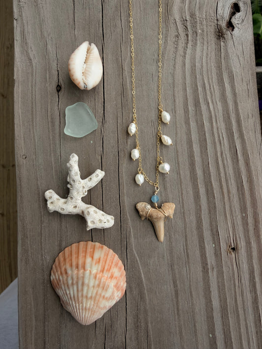 Pearly shark tooth necklace