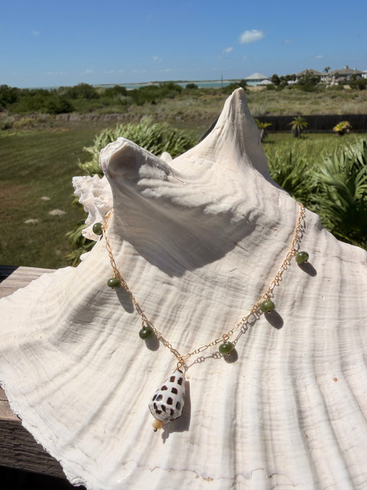 Leafy Hebrew cone necklace