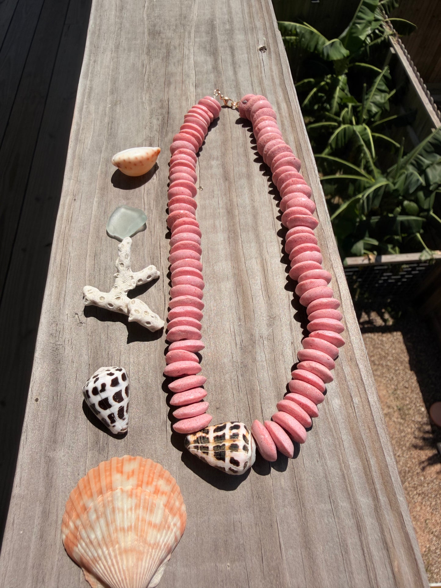 Pink beachcomber necklace
