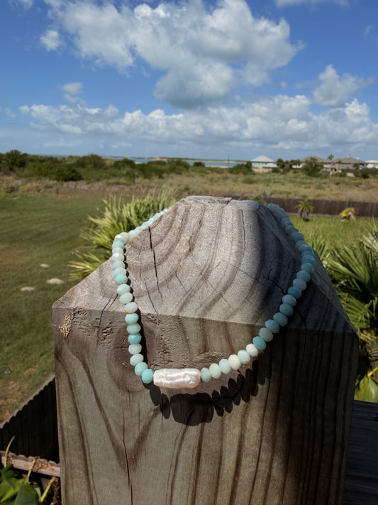 Freshwater amazonite necklace