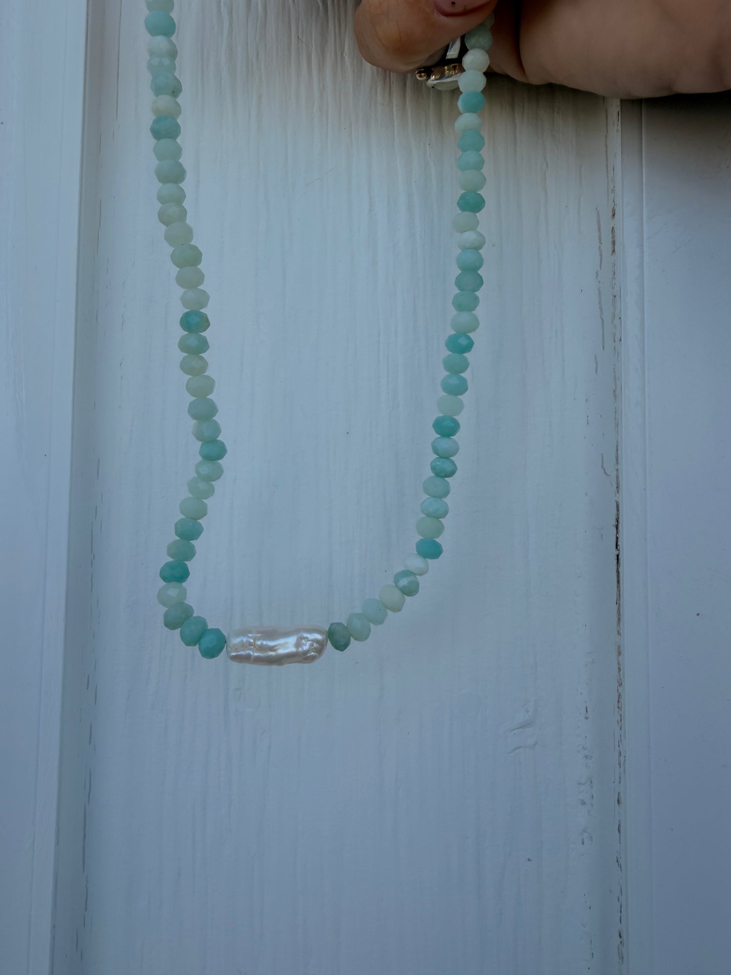 Freshwater amazonite necklace