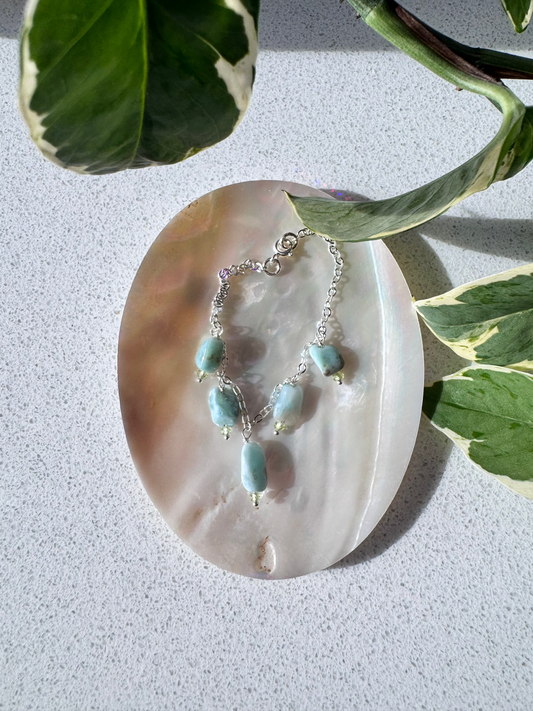 Larimar Charm Bracelet SS